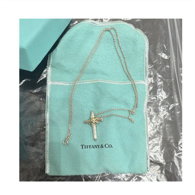 Tiffany & Co. Sterling Silver 925 Cross Pendant Cable Necklace