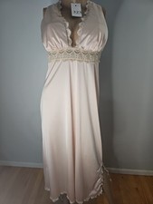 Vintage Vanity Fair Pink Nightgown Lace Trim With Slit Size 36