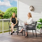 Outsunny 3 Piece Wicker Patio Furniture Bistro Set with Cushions, Dark Grey