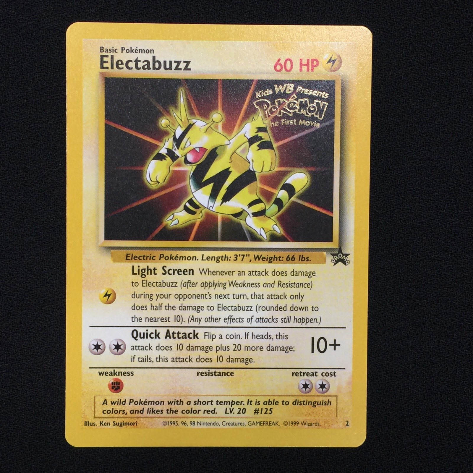1999 Pokemon Black Star Promo #2 Electabuzz (Gold WB Stamp) New Loose Unplayed