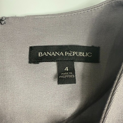 Abito tubino Banana Republic donna 4 grigio tela elasticizzato manica corta zip posteriore - Foto 4 di 6