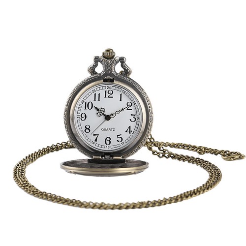 Antique Fire Fighter White Dial Men Quartz Pocket Watch Pendant Chain Gift - Picture 6 of 6