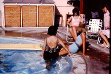Jul 1964 Women In Pool Swimsuit California Kodachrome Transparency Slide RefA437