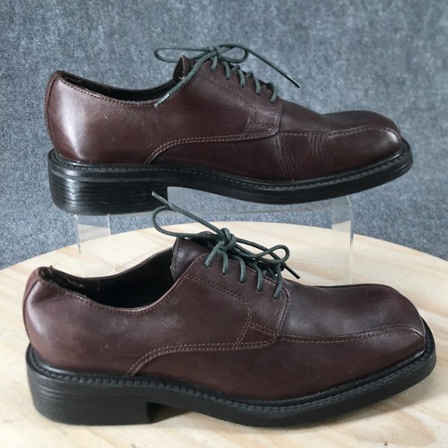 Axcess By Claiborne Dress Shoes Mens 9M Bilborne Oxford Brown Leather Square Toe