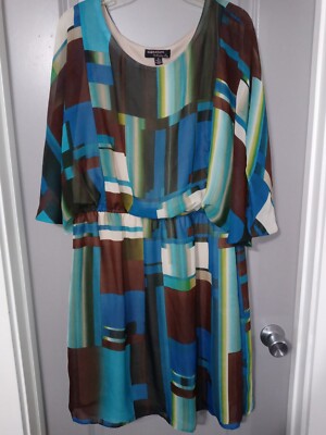 Multicolor Elastic Drop-Waist Belted Knee Length Lined XL Poncho Sleeves  Dress | eBay