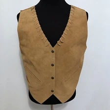 Village Fair Vintage Western Genuine Leather Vest Men M