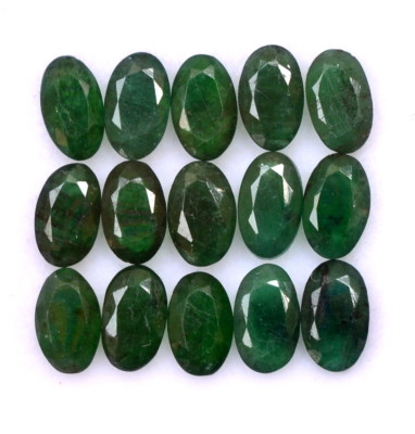 Cts Natural Emerald Oval Cut 5x3 mm Lot 16 Pcs Dark Green