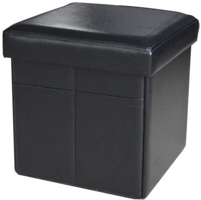 Faux Leather Storage Ottoman Bench Footrest Stool Ottoman Bench 15''X15''X15'' 