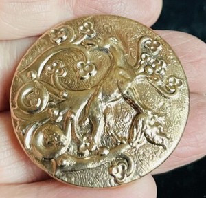 Ex Rare Antique HOUND French Brass Button, Ca., 1880s/1890s