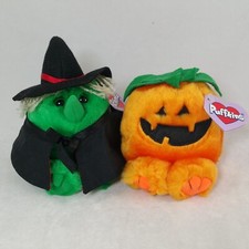 Halloween Puffkins Swibco Plush Hazel The Witch Gourdy The Pumpkin Lot Of 2