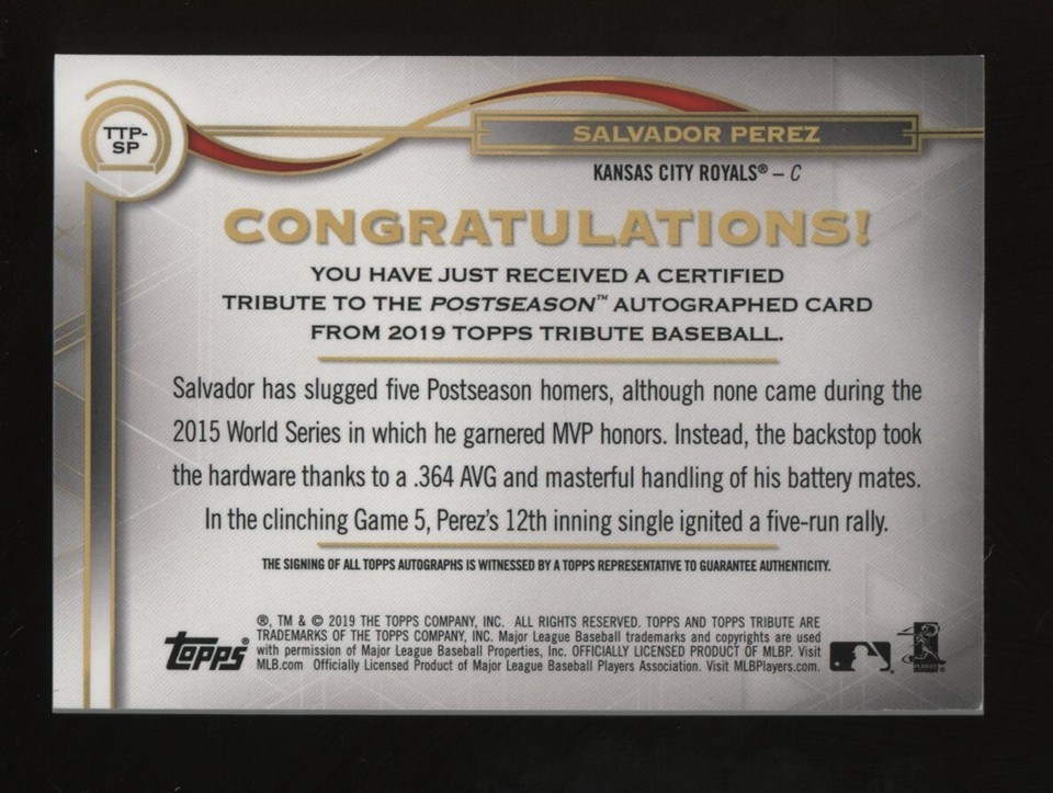 2019 Topps Tribute Salvador Perez Kansas City Royals AUTO 35/99 eBay