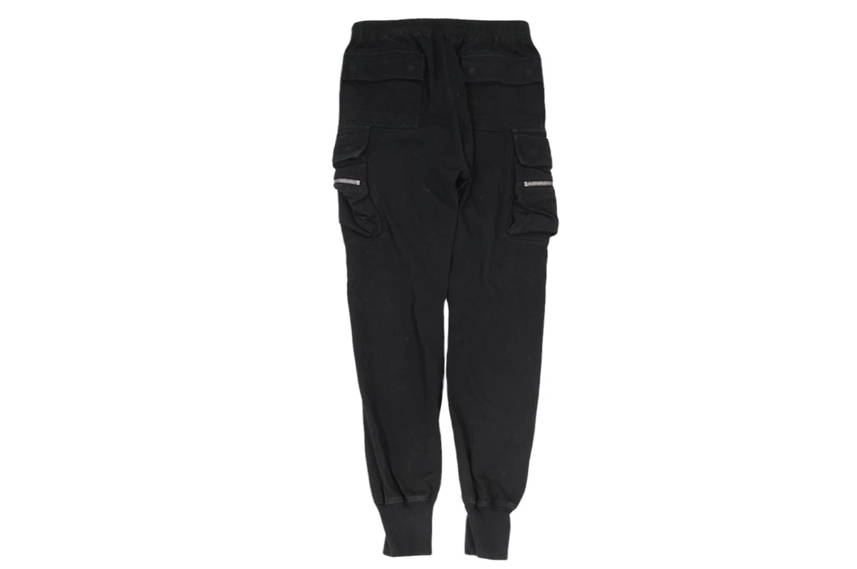 Rick Owens Mens SS17 Walrus Cargo Pants 50 Black Cotton Cuffed Jogger Sweatpants