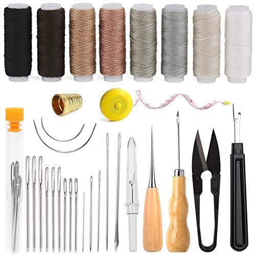 Sewing Kit Set Awl Leather Hand Stitcher Repair Set Heavy Duty Thread Needles - Picture 1 of 7