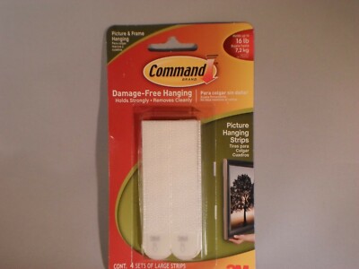 Command 3M Damage Free Large Picture Hanging Strips White NIP                A22