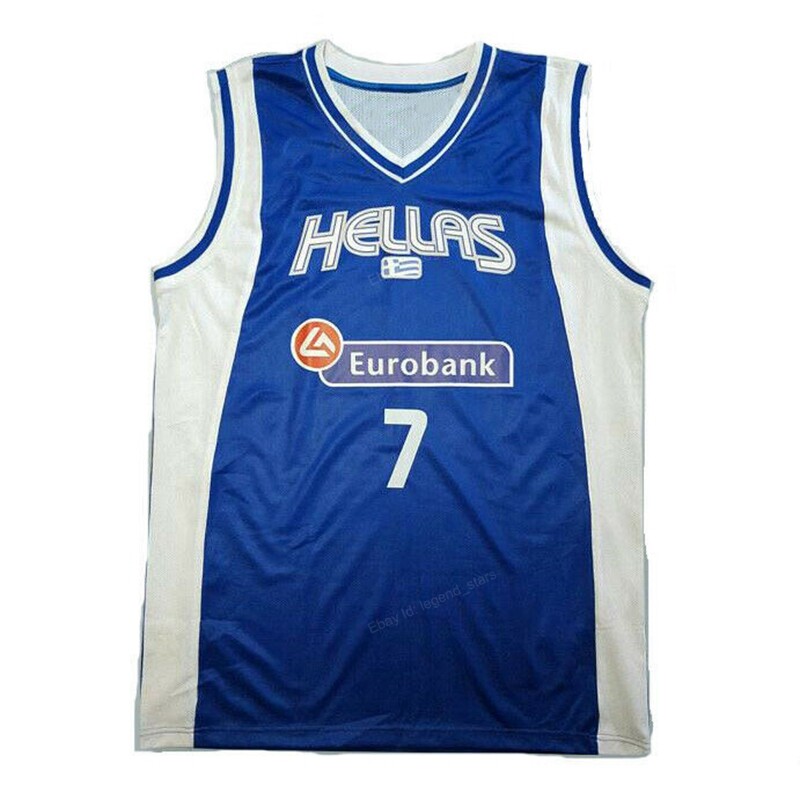 Custom Vassilis Spanoulis 7 Team Greece Hellas Basketball Jersey