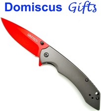 8" NEW WARTECH Red Steel Grey Spring Assisted Sport POCKET Folding KNIFE Knives