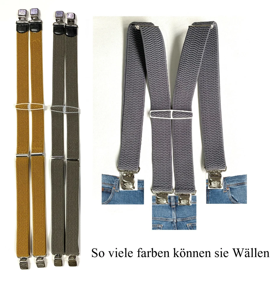 Hosenträger Herren Damen Hosen träger H-Form EXTRA STARK 4 Clips einfarbe - Bild 1 von 1