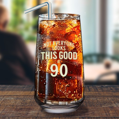 90th Birthday Gift Glass Mug Hiball Age 90 Years Funny Present Keepsake 480ml - Picture 3 of 9