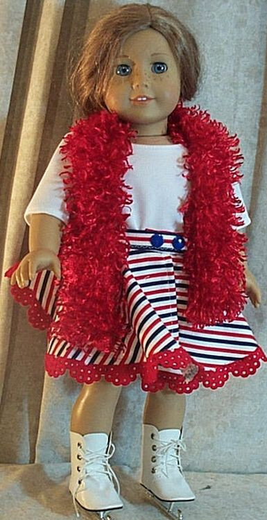 Doll Clothes Made 2 Fit Girl 18" inch Ice Skate Dance Red White Blue