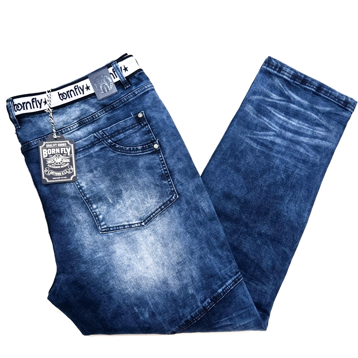 Jean Homme Born Fly Coupe Droite - Taille 34, Longueur D'entrejambe 30 Pouces - Neuf Avec étiquettes