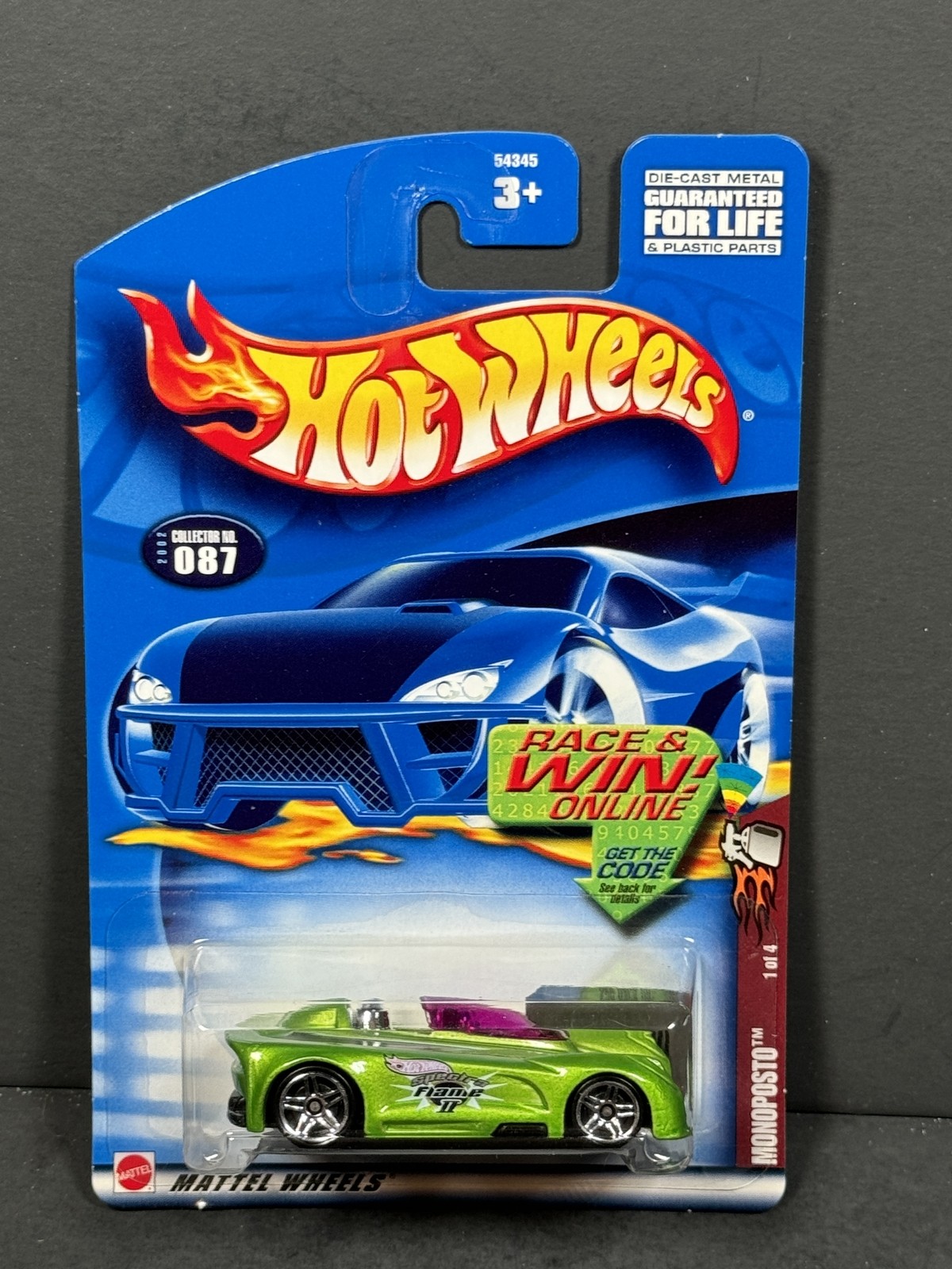HOT WHEELS 2002 Monoposto 1/4, Green, Spectraflame II, #087
