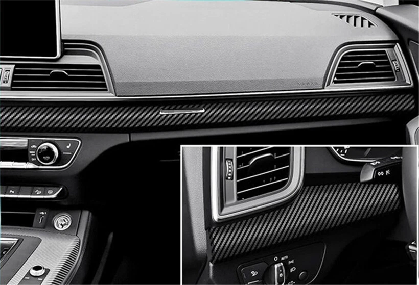 For Audi Q5 2018-2025 Carbon Fiber Central Console Instrument Strip Sticker Trim Foto 4 de 4