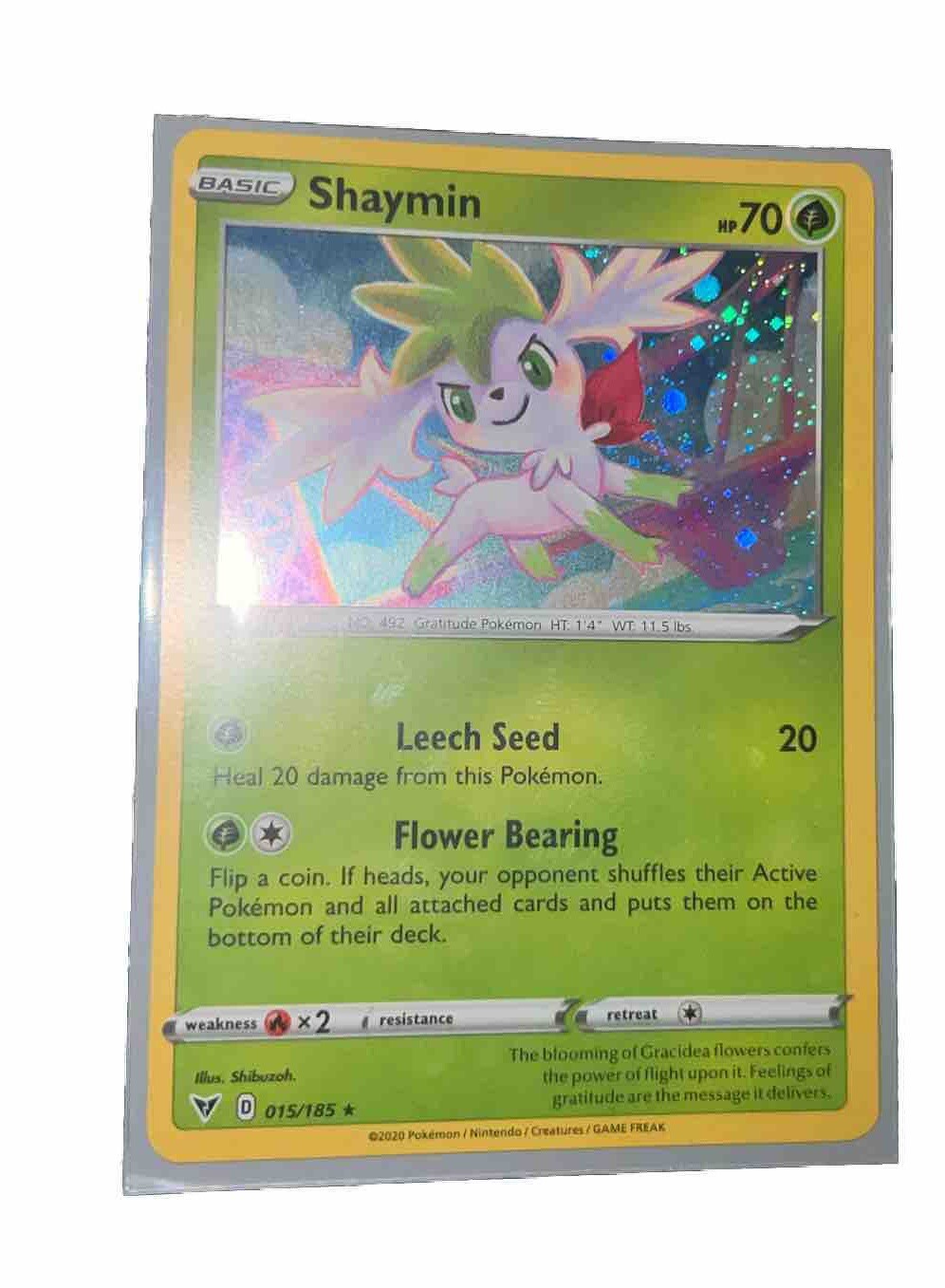 2020 Pokemon, Vivid Voltage, #15/185 Shaymin, Holo Rare NM