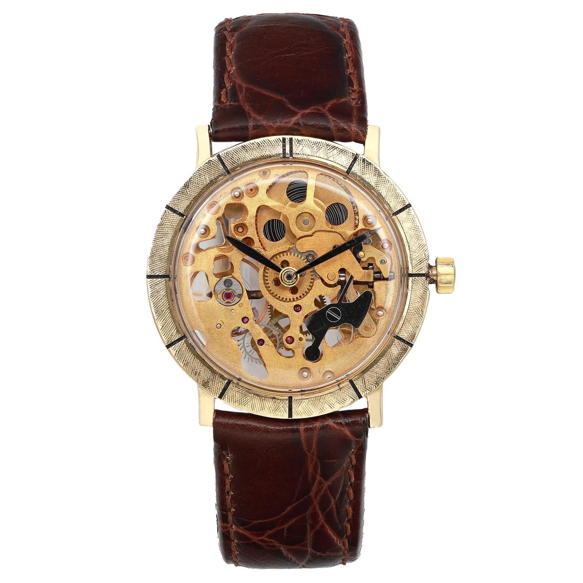 時計 Lucien piccard authentic watch Vintage Lucien Piccard 18K Yellow Gold 33mm Skeleton Manual