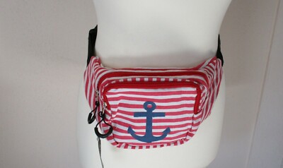 Gürteltasche Bauchtasche Stoff Streifen Anker Rot Weiß Blau Baumwolle Polyester