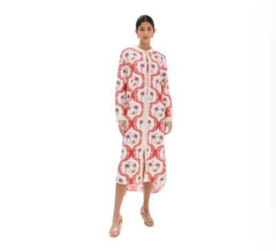 NWT Farm Rio Summer Beach Maxi Dress Womens XL Orange Cream Long Sleeve NEW  | eBay