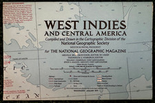 Vintage January 1970 West Indies and Central America National Geographic Map