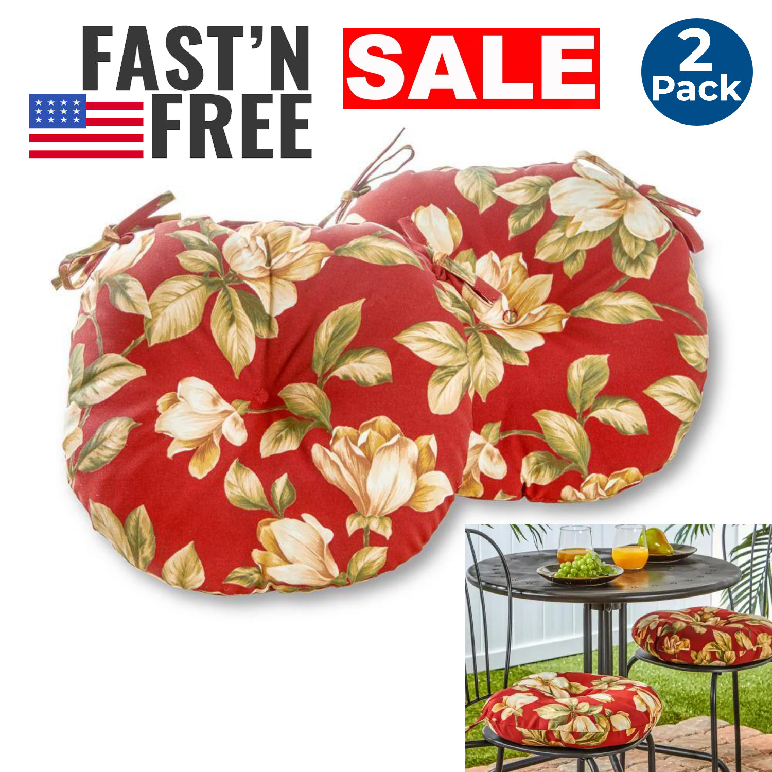Seat Cushions 15x15 For Outdoor Furniture Clearance Set Of 2