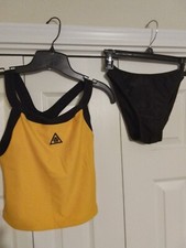 Vintage Yellow  Black Speedo Swimsuit Size 6 Circa 1999 