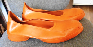 orange overshoes