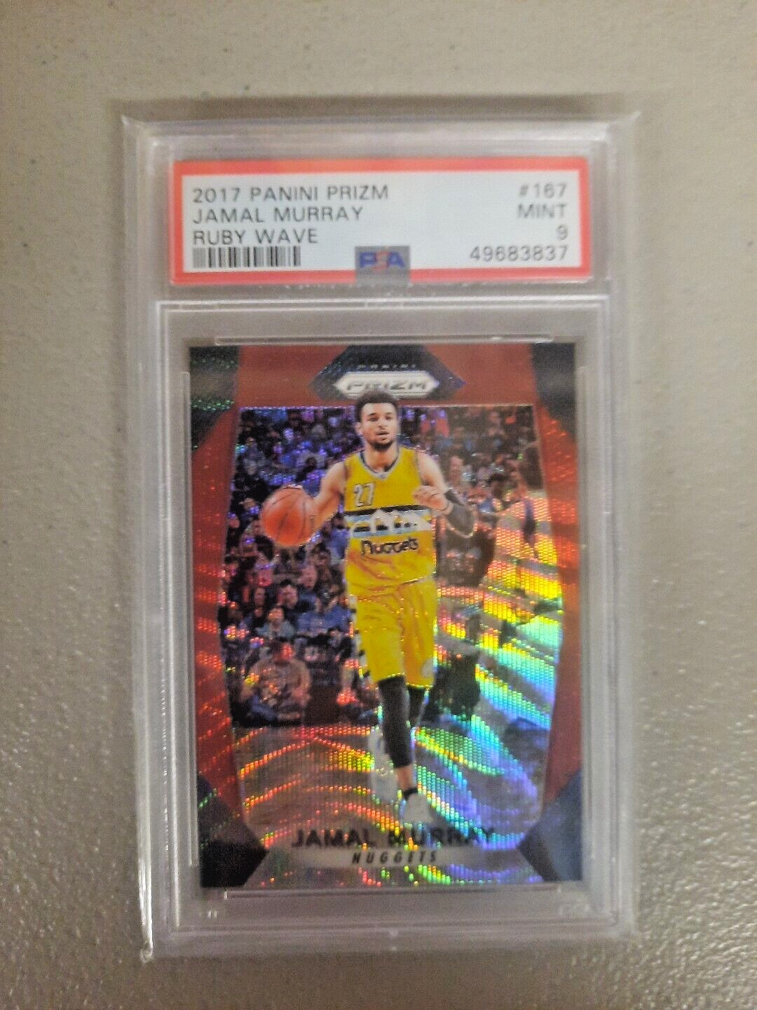 2017-18 PANINI PRIZM #167 JAMAL MURRAY RUBY WAVE PSA 9 (POP 9)