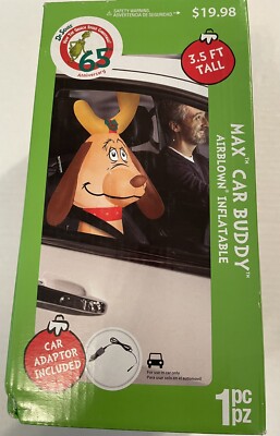 Max Car Buddy Gemmy Airblown Inflatable 3.5 FT Tall Grinch 65th Anniversary New