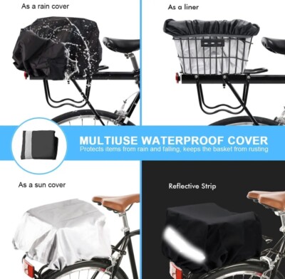Panier Vélo Arrière En Métal Noir - Pour Transporter Vos Affaires (ou Votre Chien !) - 39x30.5x19.5 Cm