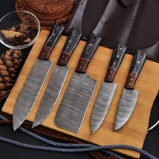LOTT OF 10 HAND FORGED DAMASCUS STEEL CHEF KITCHEN KNIFE SETS