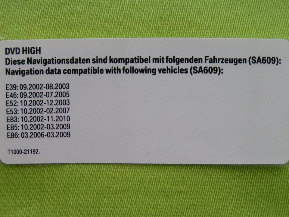 DVD NAVIGATION DEUTSCHLAND EU 2019 BMW ROAD MAP HIGH E39 E46 E52 E53 E83 E85 E86 - Bild 2 von 2