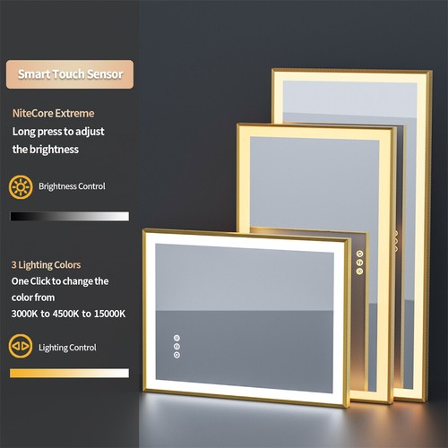1200mm LED Bathroom Mirror Brushed Gold Aluminum Frame Anti-fog Vanity Mirror AU - Picture 15 of 21