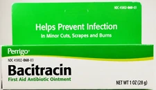 Perrigo Bacitracin Ointment 0.5oz / 14 g (PACK OF 6) Expiration Date: 10/2027