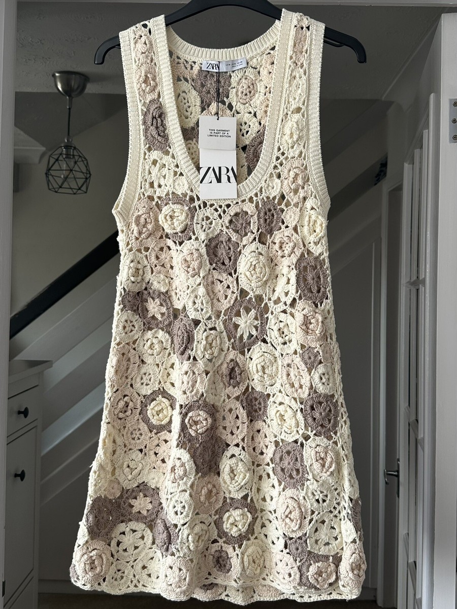 zara gold crochet dress Zara Cream Sheer Crochet Dress- Size L (see notes) – The Saved Collection main image 0