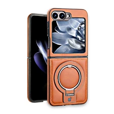 Luxury Leather Magnetic Ring Stand Shockproof Case for Samsung Z Flip 7 6 5 4 3