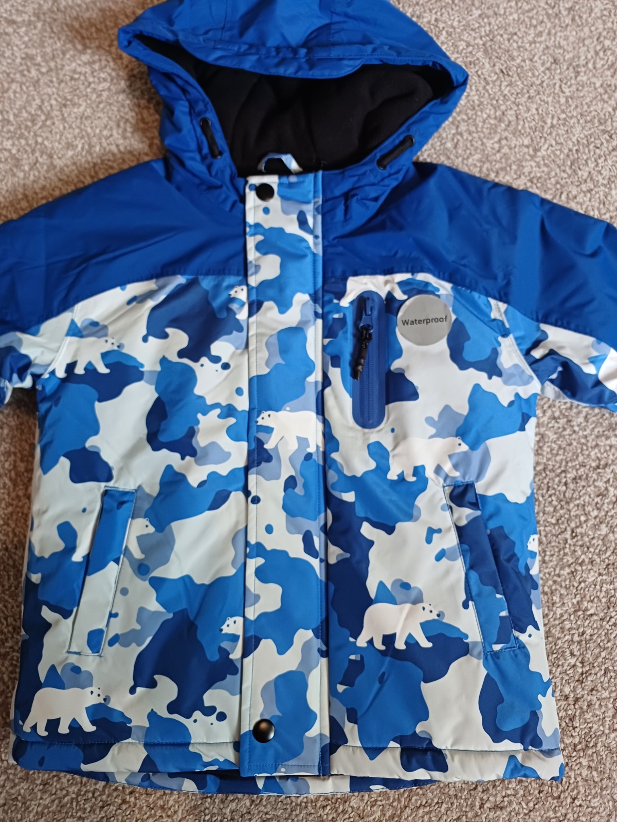 Boys Waterproof Jacket, Size 3-4 Years Old, Hooded Warm Jacket NEW RRP £34