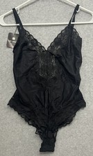 Vintage Guy Laroche Lingerie Playsuit One Piece Nude Size Medium Black