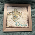 Framed Fleur-de-Lis "Dream" Print Wall Art, Horizontal, Ready to Hang, Beige — photo 1