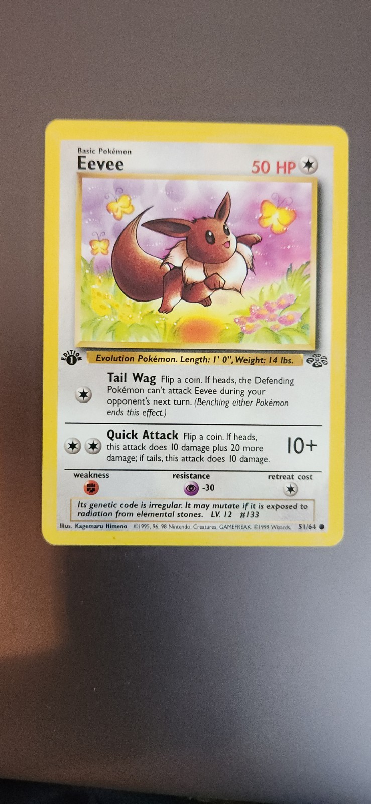 Pokemon 1st Edition Jungle Eevee 51/64 NM Card