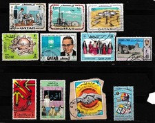 Qatar 1969 Oil Industry Offshore Rig Well Tanker Ship Refinery, and Qatar stamps