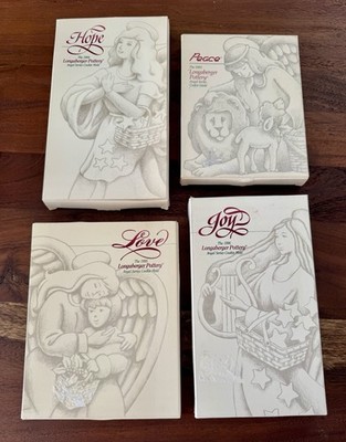 4 Vintage 1990s Longaberger Pottery Angel Series Cookie Molds Unused w/ Boxes