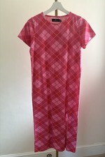 Heartbreak Pink Midi Dress UK 8 Bodycon T-Shirt Dress Cotton Stretch Y2K BNWT
